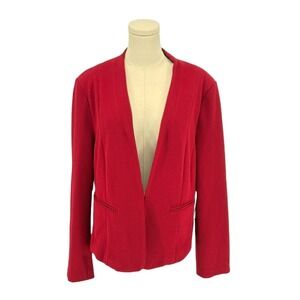 IRIS Los Angeles 3XL Red Blazer Open‎ Front Textured Career Jacket